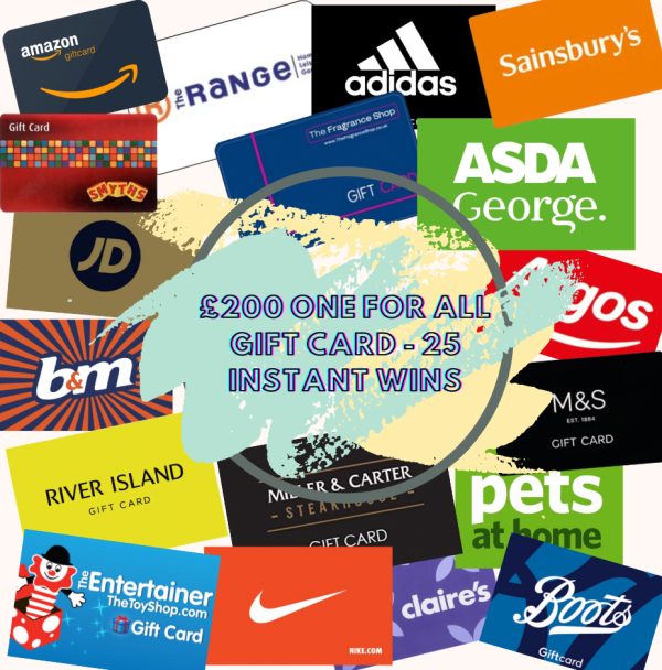 AUTO INSTANT WIN MAIN JACKPOT £200 ONE FOR ALL GIFT CARD PLUS 25